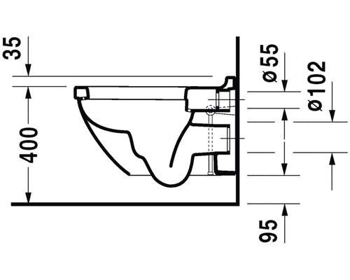 Technický nákres závěsného WC s rozměry