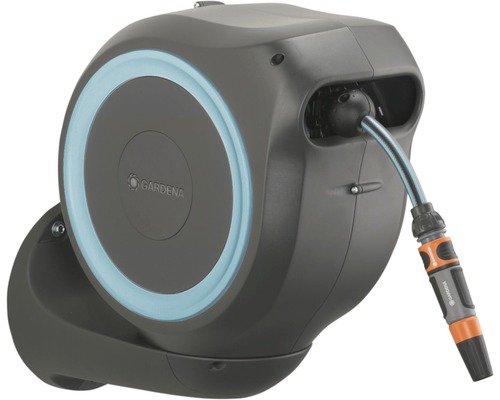 Naviják na hadici GARDENA RollUp S automatic set vč. hadice 15 m a příslušenství Nástěnný box na hadici Gardena se zahradní hadicí