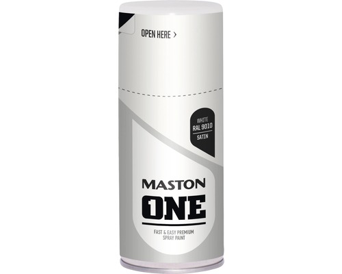 Lak ve spreji Maston ONE Satin White RAL9010 bílý 150 ml Maston One sprej, bílá RAL 9010, satén