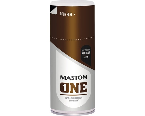 Lak ve spreji Maston ONE Satin RAL8011 ořechově hnědý 150 ml Maston sprej v barvě ořechově hnědá RAL 8011, polomatný