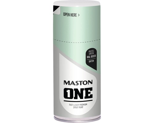 Lak ve spreji Maston ONE Satin RAL6019 bílozelený 150 ml Sprejová barva Mastons One v pastelově zelené barvě RAL 6019 se saténovým povrchem