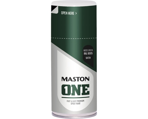 Lak ve spreji Maston ONE Satin RAL6005 zelený 150 ml Sprej Maston, mechově zelená, RAL 6005