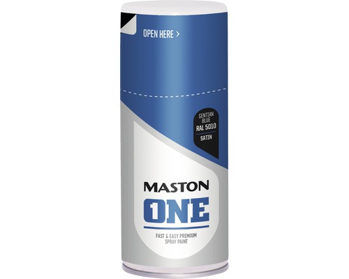Lak ve spreji Maston ONE Satin RAL5010 hořcově modrý 150 ml Sprej Maston One hořcová modř RAL 5010 polomatný