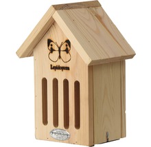 Dřevěný domeček pro motýly s motivem motýla a vstupními štěrbinami