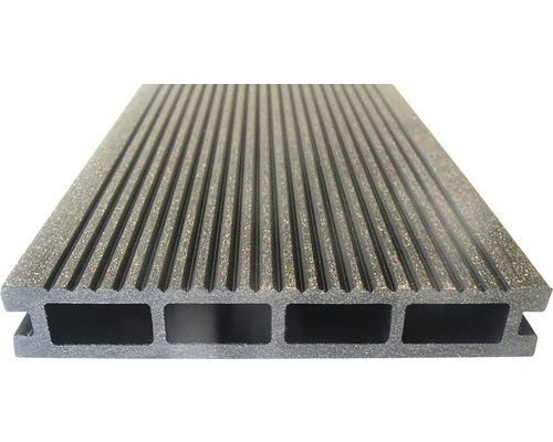 Terasové prkno WPC 23 x 146 x 2000 mm Unvoc tmavě šedé Terasa z plastu s drážkovaným profilem