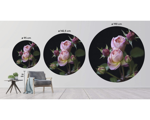 Ilustrace tří nástěnných tetování s motivy růží v různých velikostech