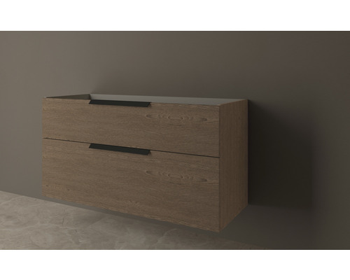 Skříňka pod umyvadlo se dvěma zásuvkami a úchytkami