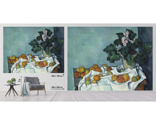 Nástěnná malba Zátiší s jablky a hrnkovou rostlinou