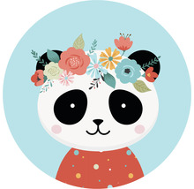 Ilustrace pandy s květinovým věncem