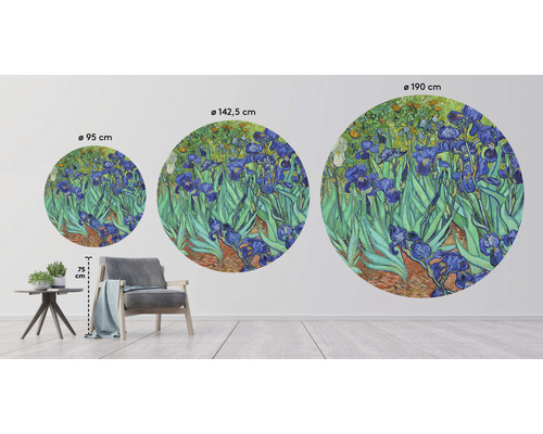 Tři kulaté nástěnné malby s motivem Irisgarten o průměrech 95 cm, 142,5 cm a 190 cm