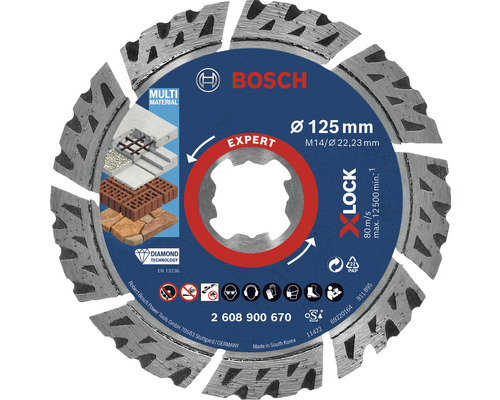 Diamantový řezný kotouč Bosch Professional TS Multi Multi Ø 125x22 mm, upnutí X-LOCK