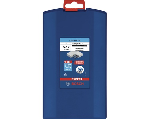 Sada vrtáků Bosch Expert SDS plus-7X o průměrech 5 až 12 milimetrů