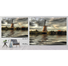 Foto tapeta s větrným mlýnem a jezerem, rozměry 243 x 184 cm a 340 x 254 cm