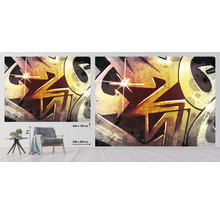 Nástěnná malba s motivem graffiti v interiéru