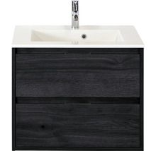 Koupelnový nábytkový set Sanox Porto barva čela black oak ŠxVxH 70 x 75 x 52 cm s umyvadlem z minerální litiny