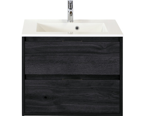 Koupelnový nábytkový set Sanox Porto barva čela black oak ŠxVxH 70 x 75 x 52 cm s umyvadlem z minerální litiny
