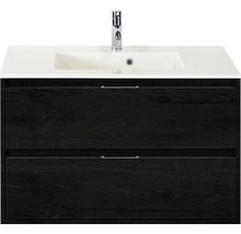 Koupelnový nábytkový set Sanox Porto barva čela black oak ŠxVxH 90 x 75 x 52 cm s umyvadlem z minerální litiny