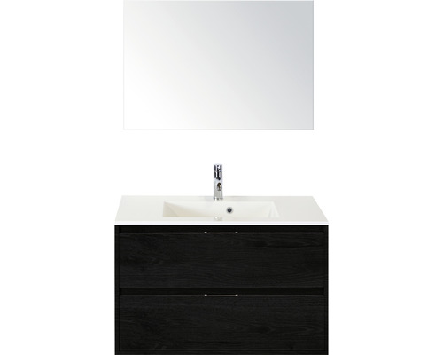 Koupelnový nábytkový set Sanox Porto barva čela black oak ŠxVxH 120 x 75 x 52 cm s dvojitým umyvadlem z minerální litiny