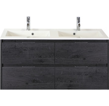Koupelnový nábytkový set Sanox Porto barva čela black oak ŠxVxH 120 x 75 x 52 cm s dvojitým umyvadlem z minerální litiny