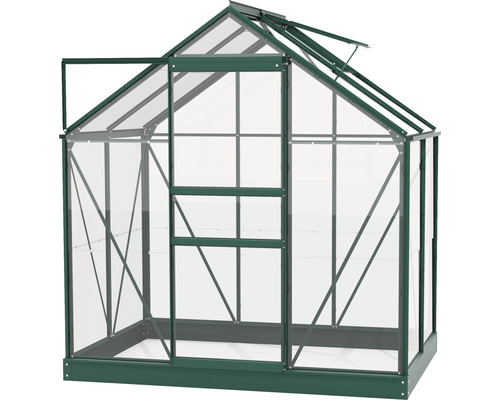 Skleník s otevřenými dveřmi a střešním oknem