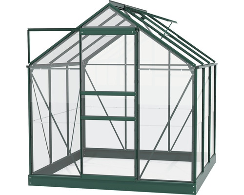 Skleník s otevřenými dveřmi a střešním oknem