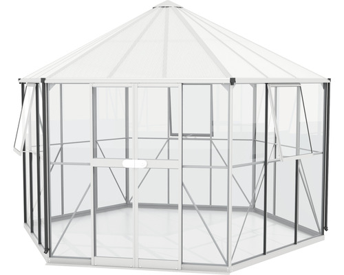 Skleník s transparentními stěnami a střechou