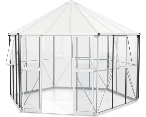 Skleník s průhlednými stěnami a střechou