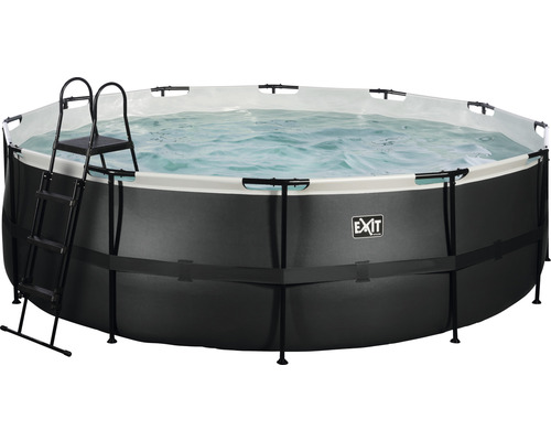 Nadzemní bazén rámový EXIT Black Leather Style ø450 x 122 cm design kůže s pískovou filtrací a žebříkem černý