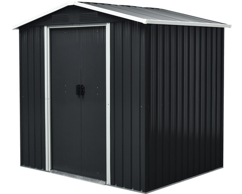 Kovová zahradní bouda s dvoukřídlými dveřmi