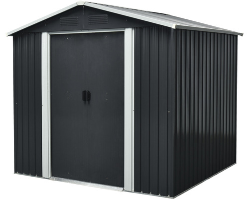 Kovový zahradní domek s dvoukřídlými dveřmi