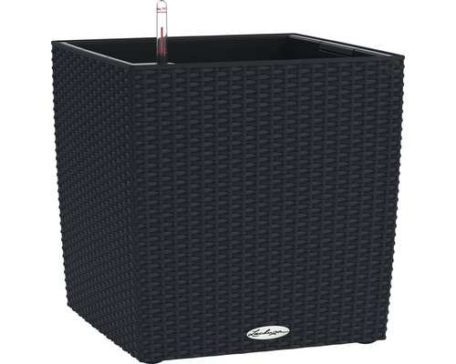 Čtvercový květináč se zavlažovacím systémem a logem Lechuza