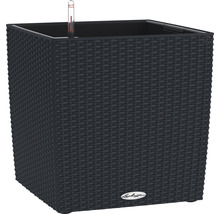 Čtvercový květináč se zavlažovacím systémem a logem Lechuza.