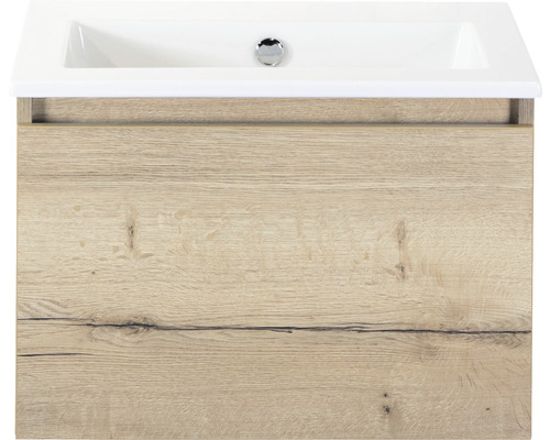Koupelnový nábytkový set Sanox Frozen barva čela dub přírodní ŠxVxH 61 x 42 x 46 cm s keramickým umyvadlem bez otvoru na kohout