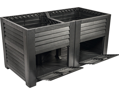 Plastový kompostér s větracími otvory a odběrovými klapkami