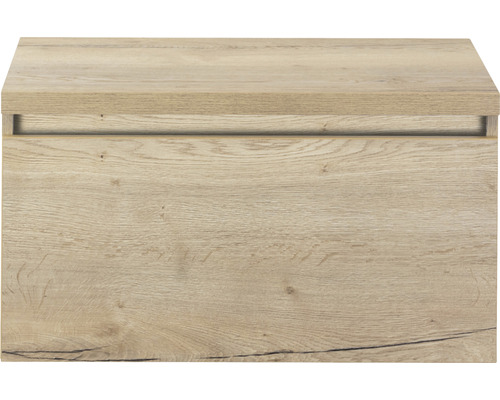 Koupelnová skříňka pod umyvadlo Sanox Frozen dub přírodní 80,2 x 43,6 x 45 cm Detailní záběr skříňky pod umyvadlo s dřevěnou strukturou