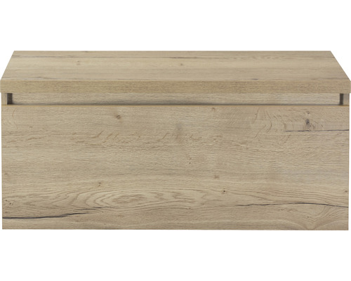 Koupelnová skříňka pod umyvadlo Sanox Frozen dub přírodní 100,2 x 43,6 x 45 cm Detailní pohled na skříňku pod umyvadlo s dřevěným vzhledem
