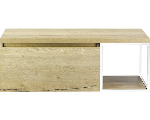 Koupelnová skříňka pod umyvadlo Sanox Frozen dub přírodní 120,2 x 43,6 x 45 cm Spodní skříňka s jednou zásuvkou a otevřenou přihrádkou