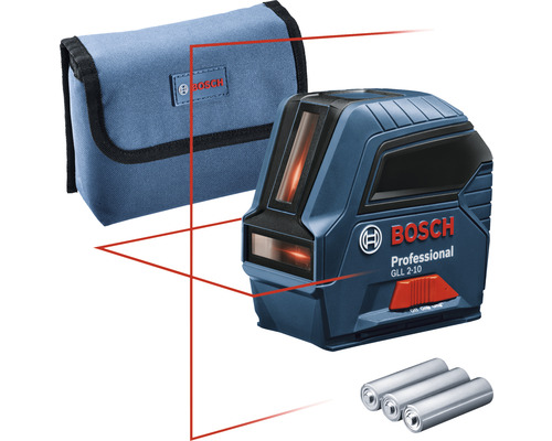 Křížový čárový laser Bosch GLL 2-10 Professional s pouzdrem a bateriemi