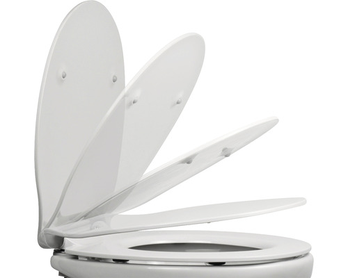 Toaletní sedátko s různými úhly otevření.