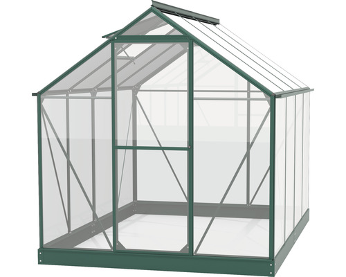 Skleník s kovovým rámem a transparentními panely