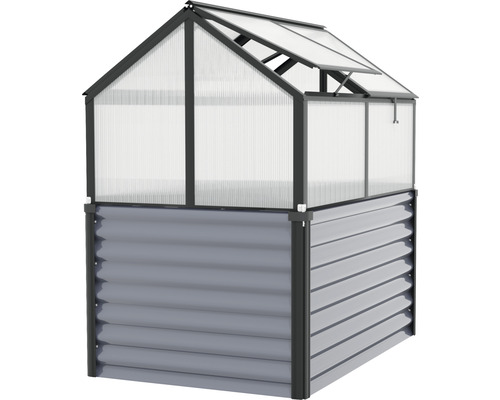 Zvýšený záhon se skleníkem s hliníkovým rámem a polykarbonátovými deskami