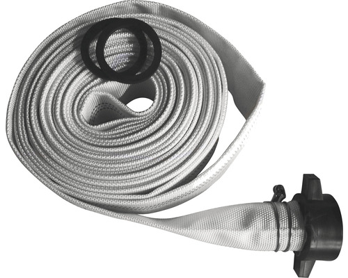 Stočená hasičská hadice s koncovkou a těsnicími kroužky