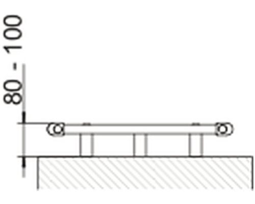 Technický výkres sprchové stoličky s výškovou indikací