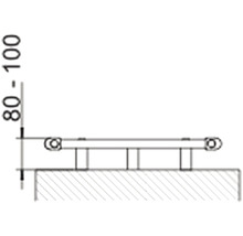 Nákres madla s výškou 80 až 100 centimetrů