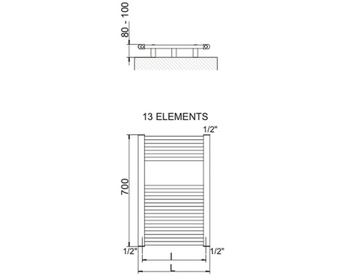 Koupelnový radiátor Cordivari LISA 22 700x600 mm 3551646101204