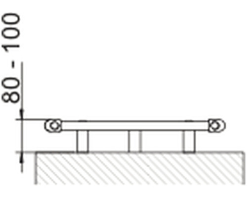 Technický výkres držáku na ručníky s rozměry 80 až 100