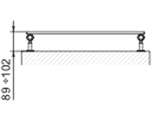 Technický výkres sprchové tyče s rozměry
