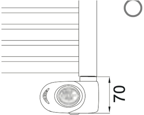 Detailní záběr termostatu radiátoru s rozměrem 70.