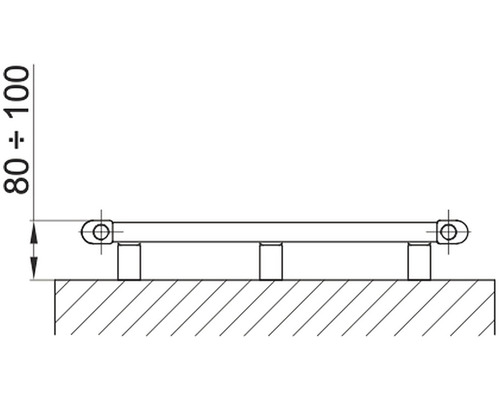 Technický nákres nábytkové úchytky s rozměry