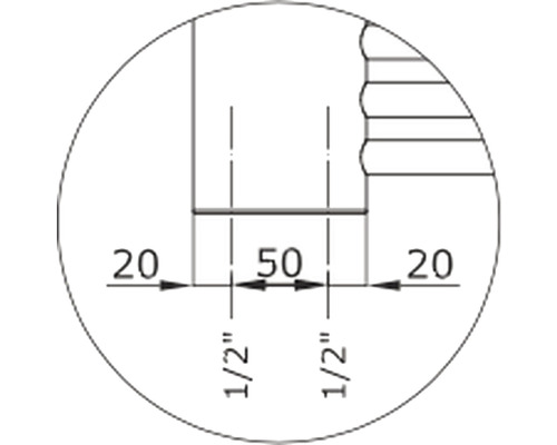 Technický nákres s rozměry v milimetrech a palcích